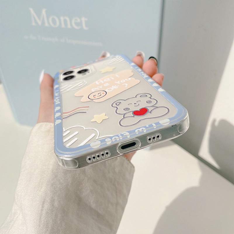 【Ready Stock】Cute Cartoon Bear Smiling TPU Transparent Soft Silicone Anti-drop Protective Phone Case for Samsung Galaxy A03s A22 A32 A42 A12 A02s M02s A20s A21s A72 A52 A11 A20 A30 A50 A50s A31 A51 A71 A81 A91 A70 M51 M52 S21 S20 FE S30 Note 20 Plus Ultra