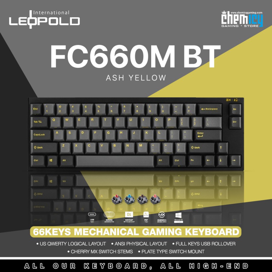 Leopold FC660MBT Ash Yellow 65% Bluetooth Mechanical Gaming Keyboard