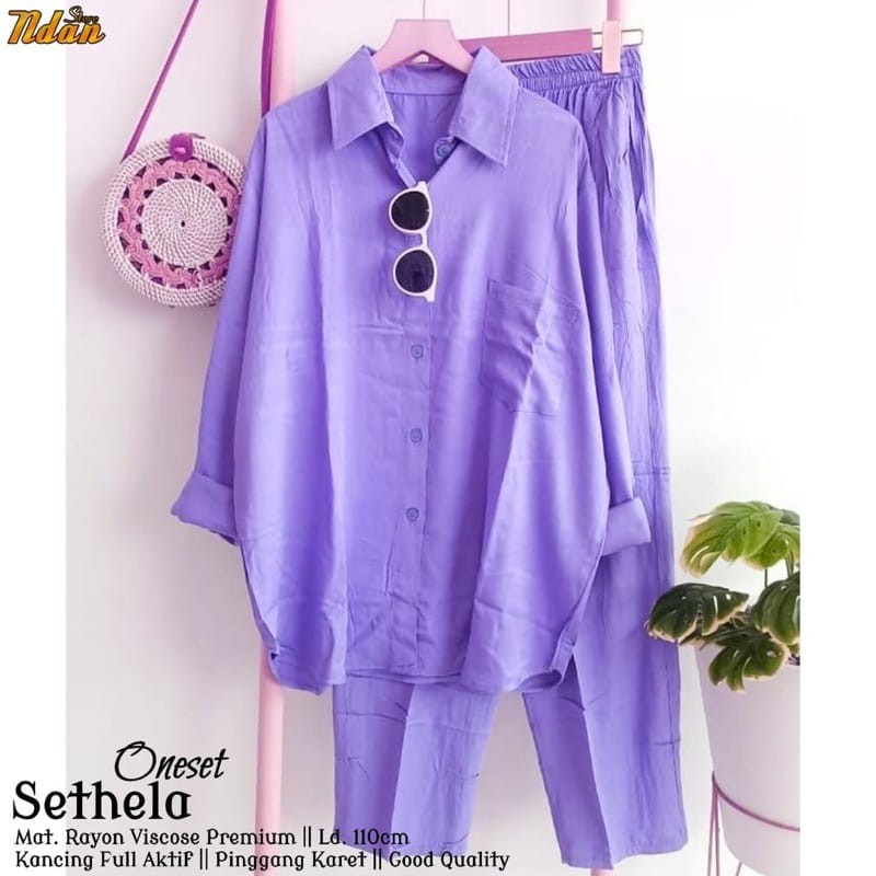 [BISA COD]TERBARU SETHELA SET MODERN  SETELAN POLOS BAHAN RAYON SIZE JUMBO