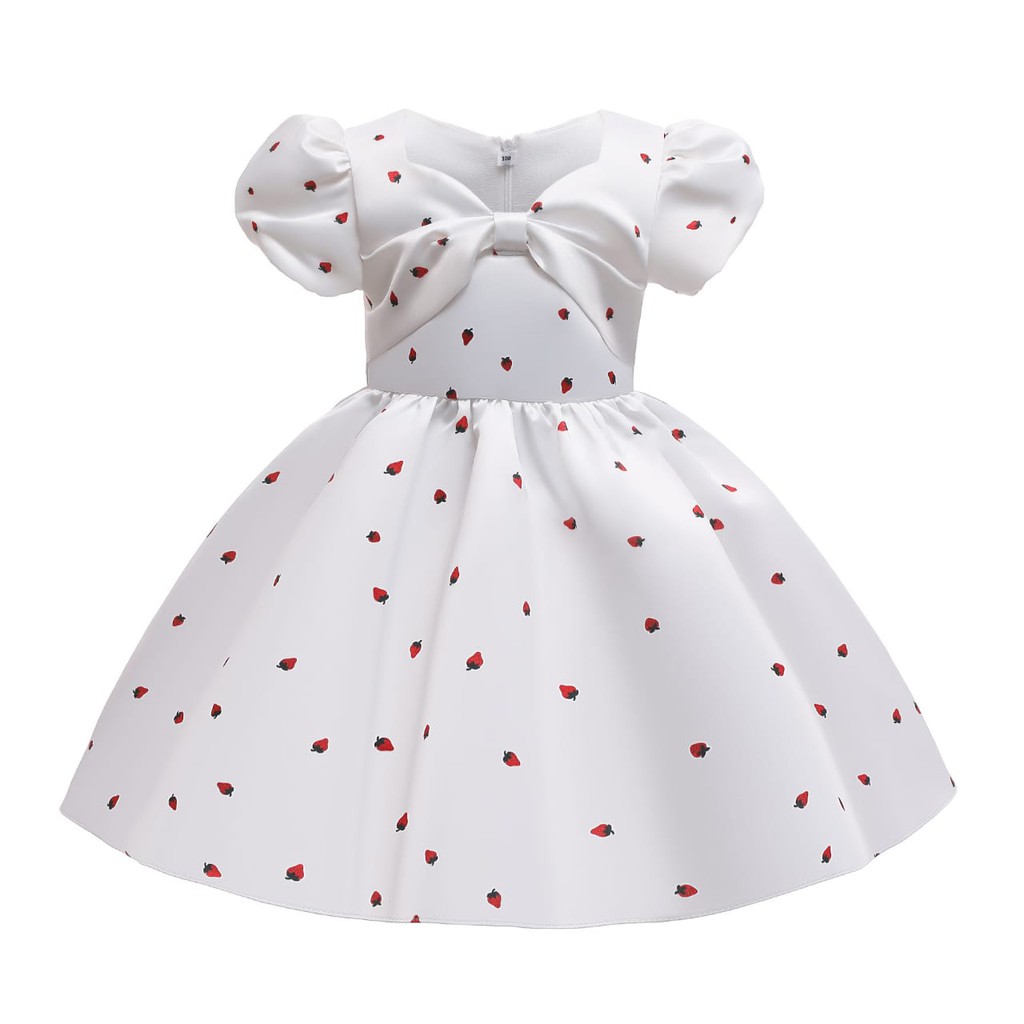 CALISTA DRESS WHITE / GAUN PESTA ANAK PUTIH IMPOR / DRES KOREA IMPOR ULANGTAHUN LENGAN BALON