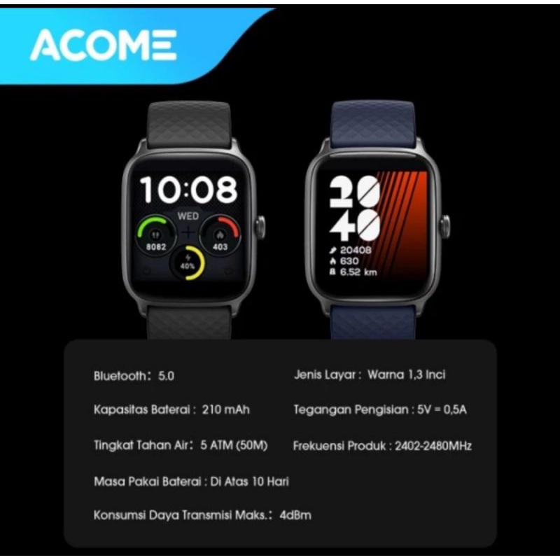 ACOME S1 Sport Smart Watch Tahan Air Bluetooth Monitor Kesehatan ORIGINAL