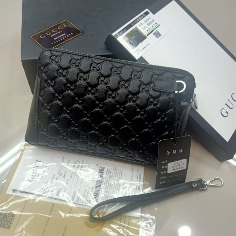 Handbag Gucci GG Embos Clutch Tas Tangan Kulit Asli Impor