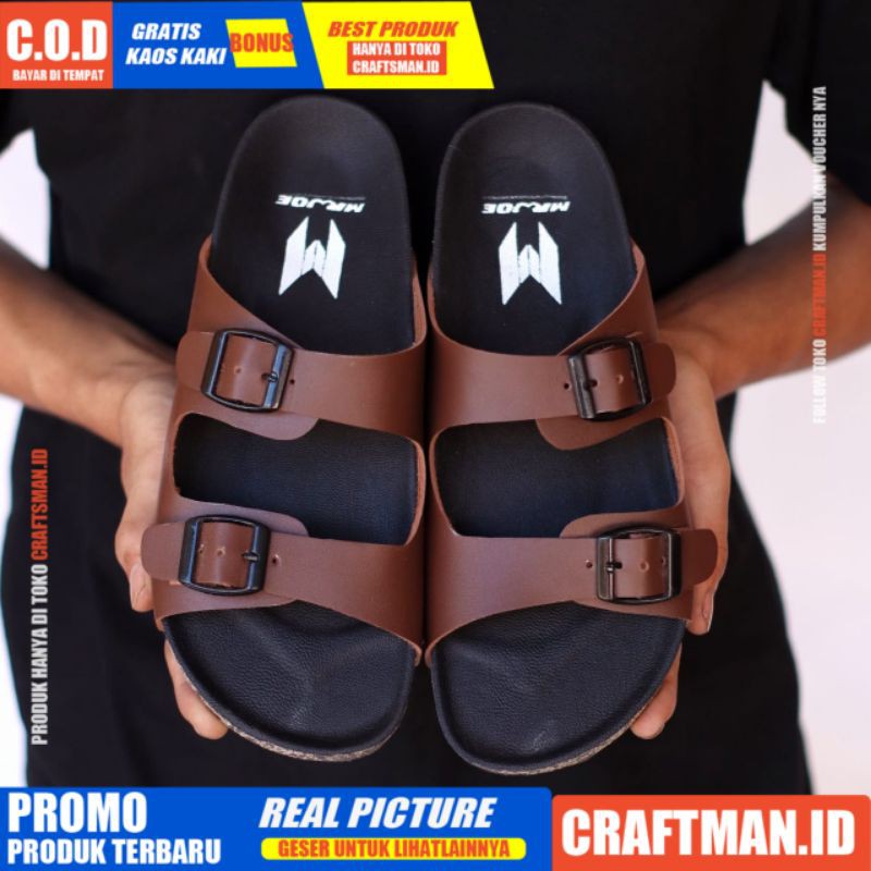 CRAFTS x PIXGY Sandal Pria Sandal Slide Pria Kulit Sintesis Original