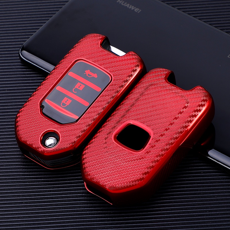 Case Pelindung Kunci Mobil Bahan TPU Carbon Fiber Untuk Honda Accord CR-V CRV Odyssey Civic FIT Pilot CRIDER