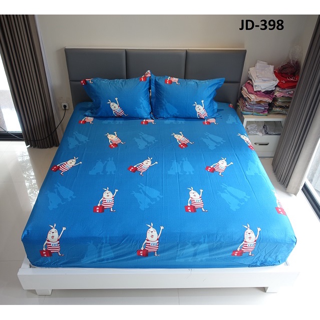 SALE sprei katun jepang reactive kode JD-398 motif kelinci (kain ada garis pudar)