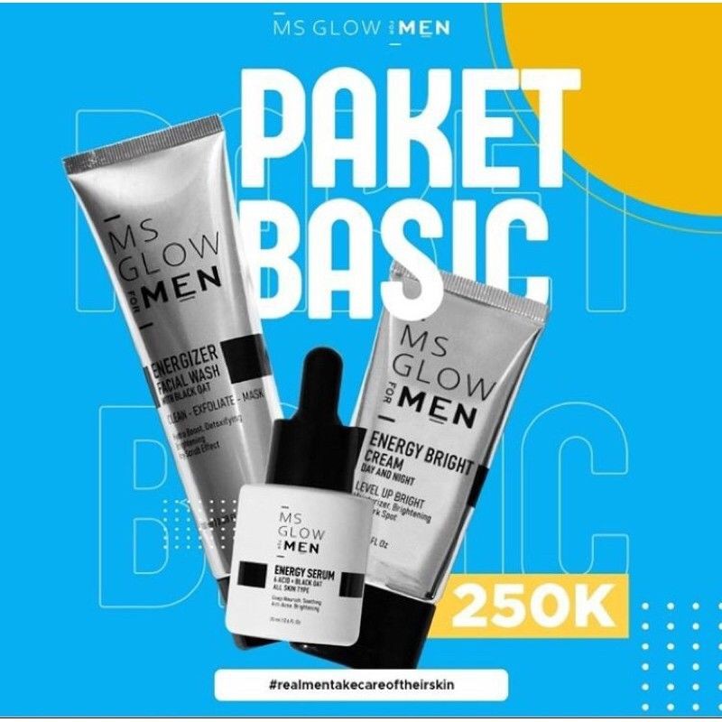 Paket Basic MS Glow 100% Original perawatan wajah cowok skincare (bisa cod)