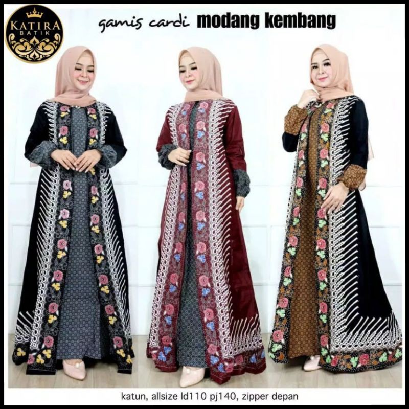 Gamis Batik Cardi Modern Model Terbaru Original Batik Pekalongan Murah Gamis Naura 2020 MODIS TREND