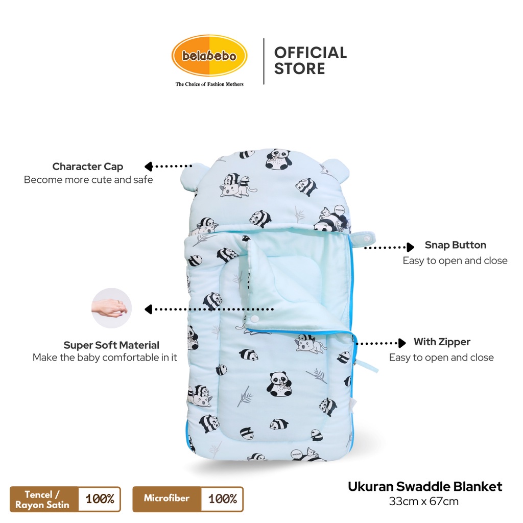 Selimut Topi Bayi Lucu Belabebo Swaddle Blanket