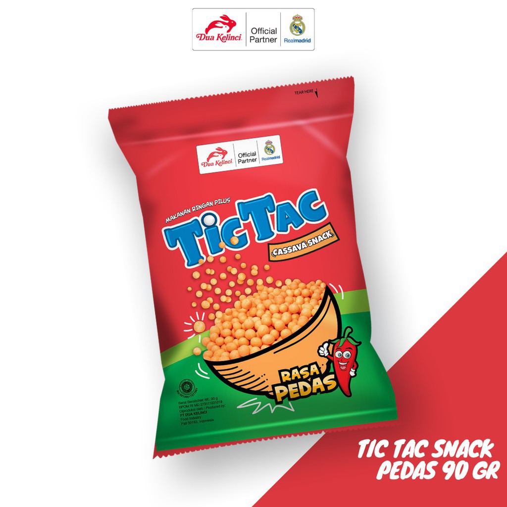 

Dua Kelinci Tic Tac rasa Original, rasa Pedas, rasa Sapi Panggang 90G