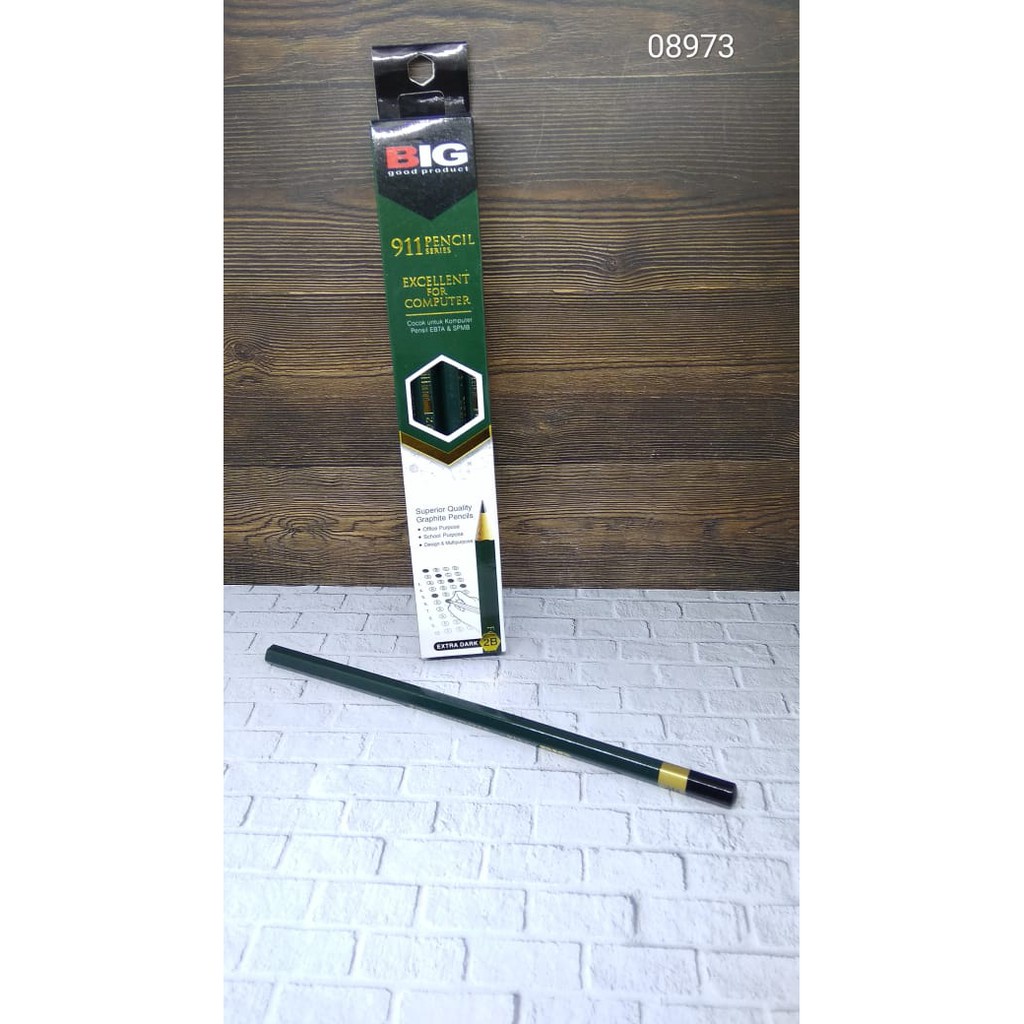 

Pensil 2B Big 911 Hijau / Pensil 2B ini mempunyai arsiran lebih gelap (HITAM).