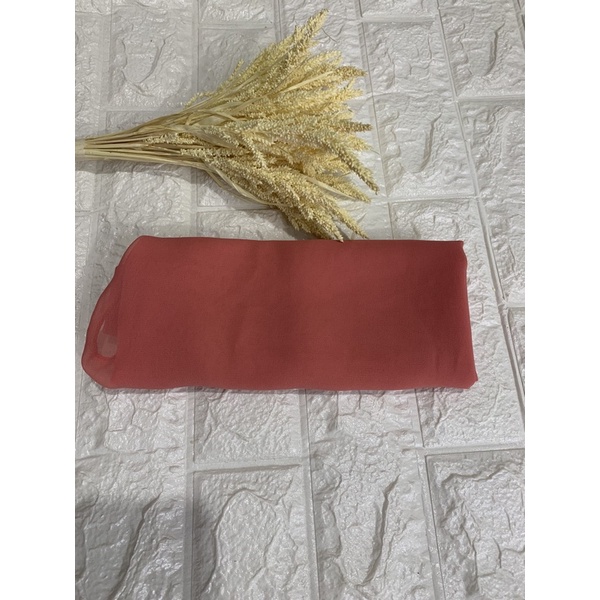 selendang sifon cref warna buah naga-Pink coral