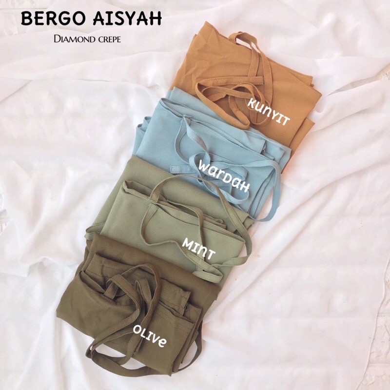 BERGO AISYAH JUMBO XL DIAMOND CREPE / HIJAB JILBAB INSTAN NON PED XL / BERGO MARYAM