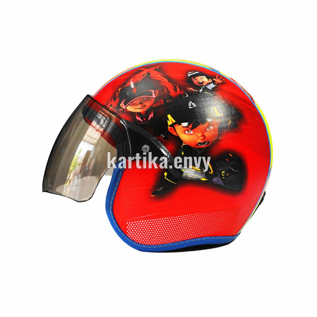 Helm Anak Standart Kaca Half Face Scoopy Original Karakter Boboiboy