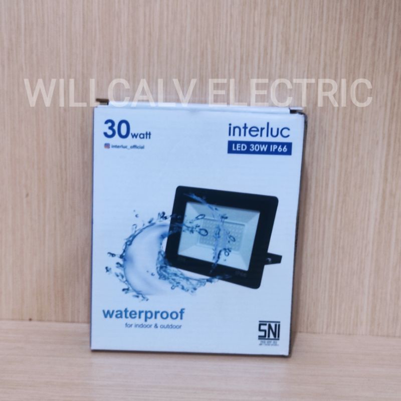 INTERLUC LAMPU SOROT 30W 30W IP66 / LAMPU SOROT LED 30W 30 WATT INTERLUC IP66 CAHAYA PUTIH