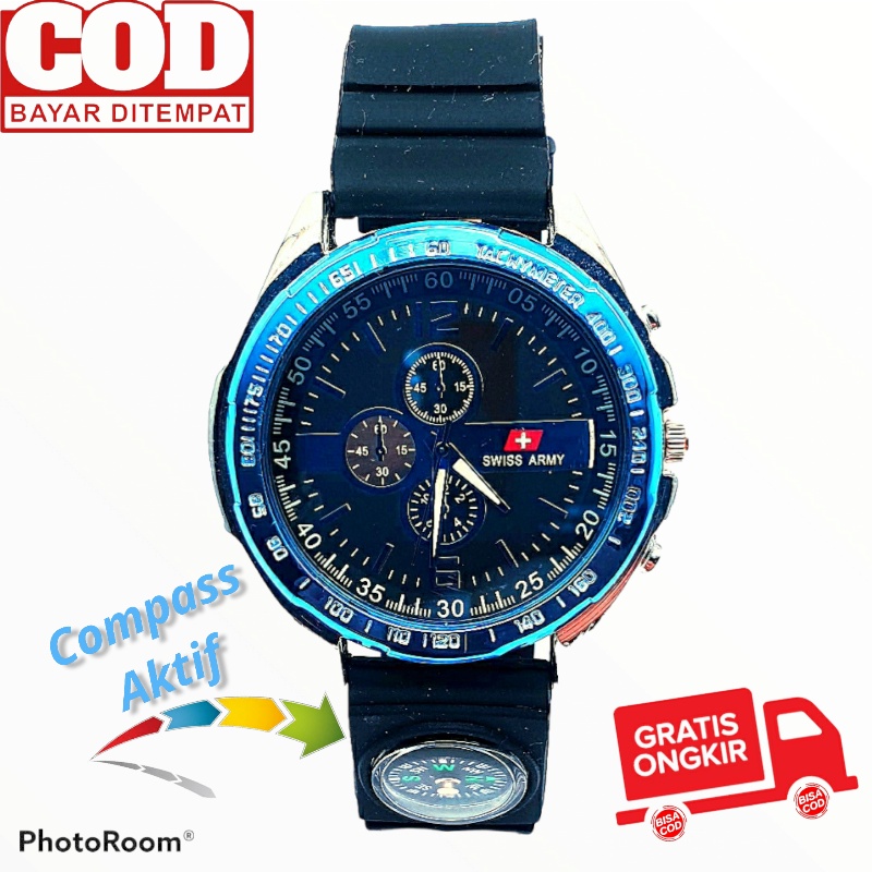 BISA COD - JAM TANGAN ANALOG PRIA TERBAIK BEST SELLER COMPASS CHRONO VARIASI RUBBER STRAP SERIES TG717Y