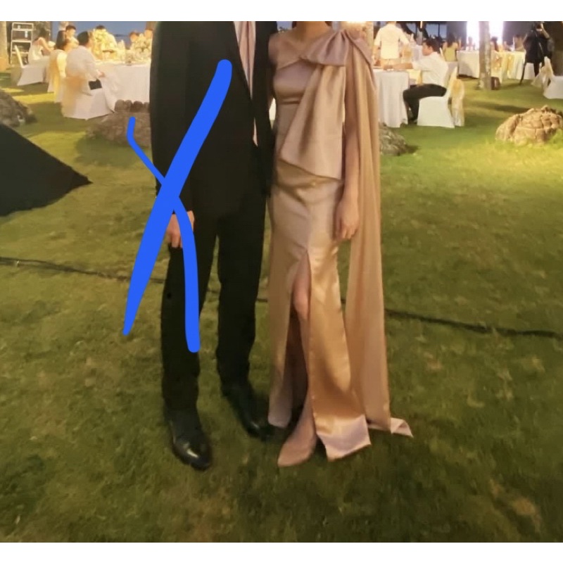 Custom made dress in champagne gold preloved