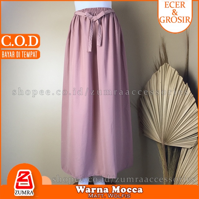 [COD] Rok Basic Pita bawahan wanita Wolfis best seller Skirt Ribbon Woolpeach