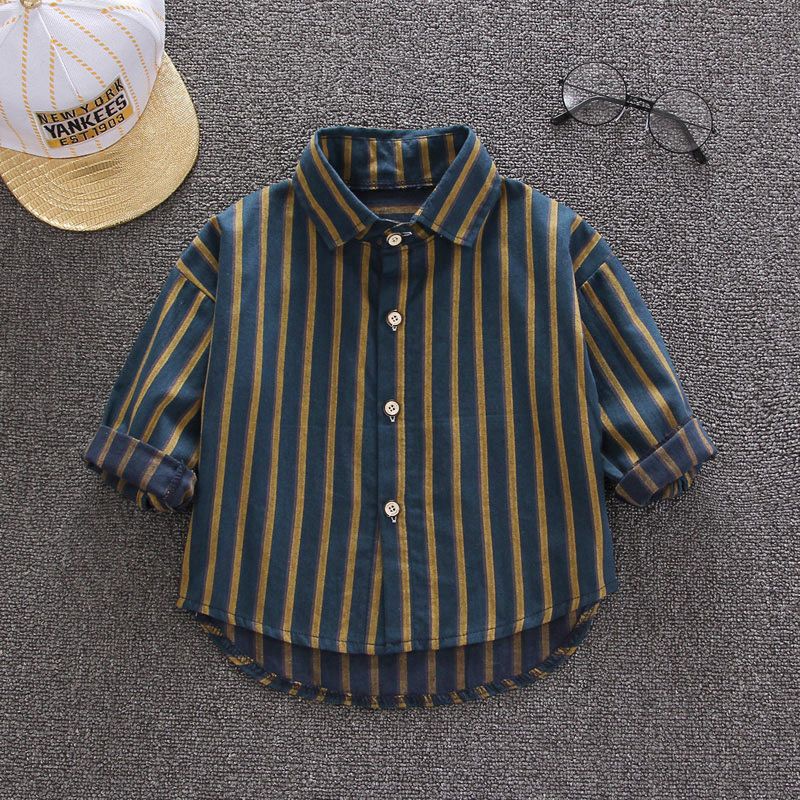 Ananakstore - Atasan Kemeja Anak Anak 0-5 tahun Baju baby Motif Salur Gold