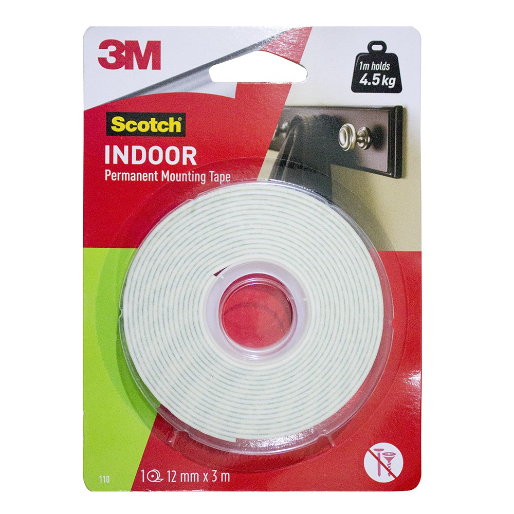 Indoor Permanent Mounting Double Tape  3M 12 mm x 3 mm Scotch 110