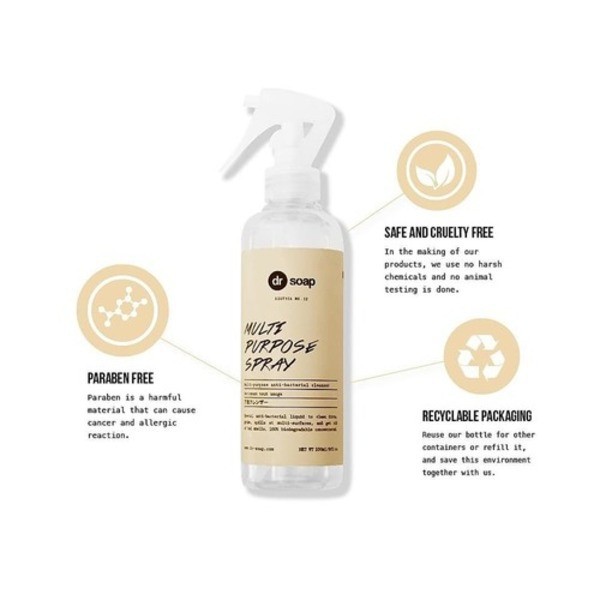 DR SOAP MULTI PURPOSE CLEANER  SPRAY DISINFECTANT | DISINFEKTAN ANTI BAKTERI ECO FRIENDLY