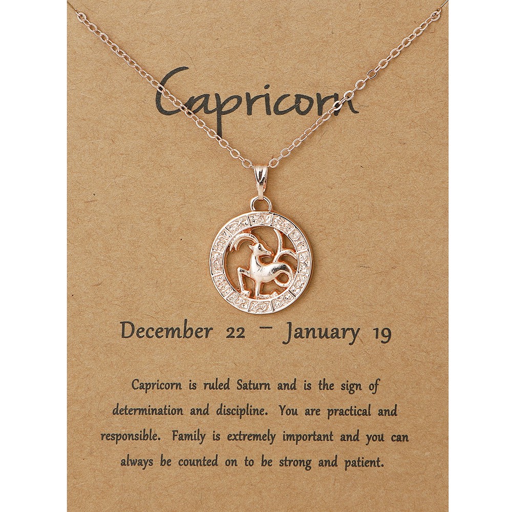 Kalung wanita zodiak zodiac model korea terbaru lucu warna rose gold bagus cantik imut