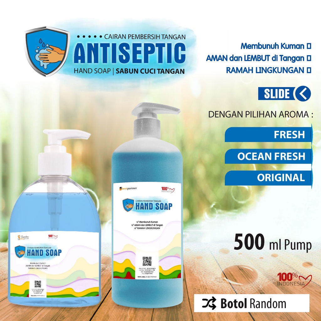 Sabun Cuci Tangan Macam  Variasi Aroma Buah Segar 500 pump / Hand Soap  Aroma Segar 500 ml Pump Random