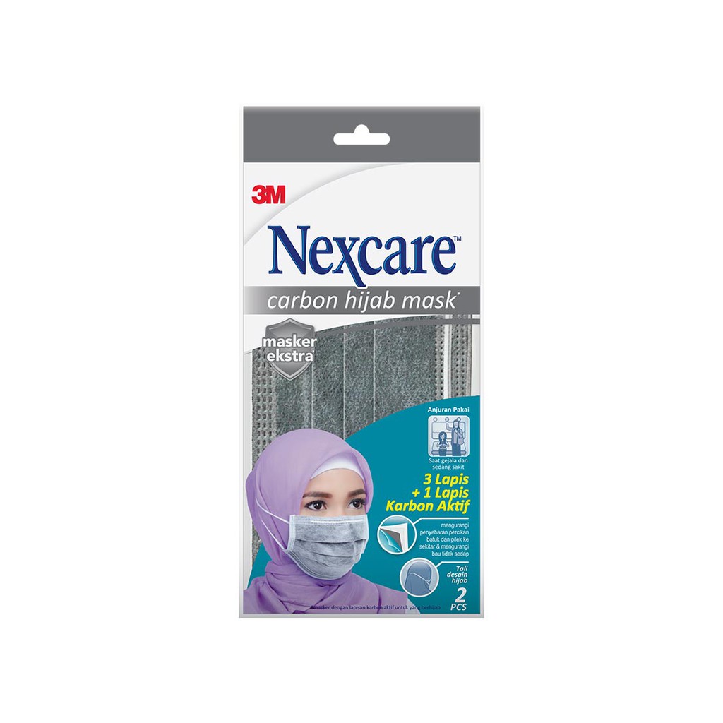 Nexcare 3M Masker Carbon Hijab Kerudung Jilbab Masker 4 Ply Isi 2 Pcs