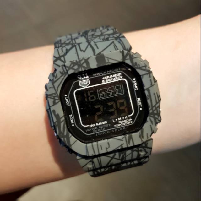 BEST SELLER!! JAM TANGAN PRIA DIGITAL RUBBER LORENG WATER RESIST LED GLOW IN THE DARK