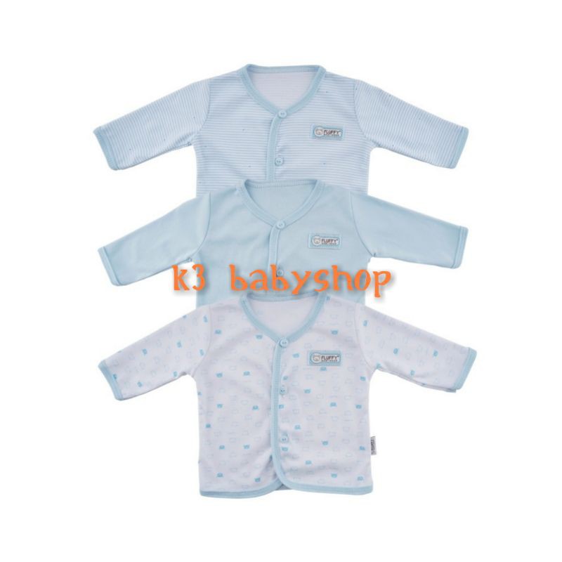 Fluffy Baju Panjang Bis Biru Blue putih white piyama bayi baju bayi kemeja anak SNI