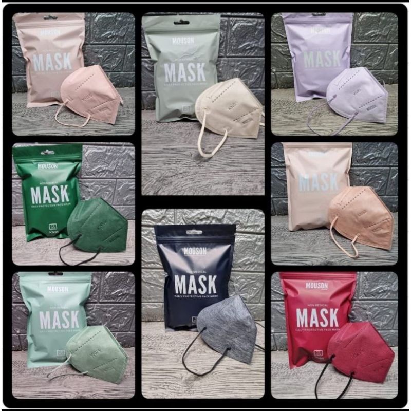 Masker mouson pro KN95 medis original warna warni mix isi 10pcs nonhjiab 3D face mask kesehatan medi