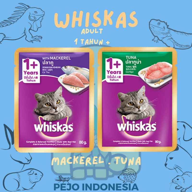 Whiskas Pouch Wet Food Makanan Kucing Basah Sachet 80 Gram