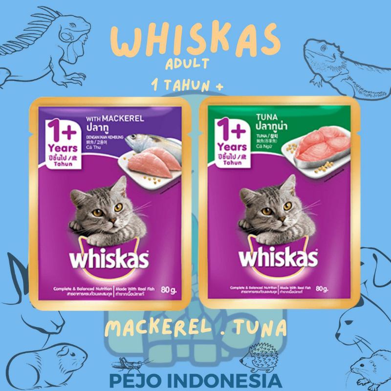 Whiskas Pouch Wet Food Makanan Kucing Basah Sachet 80 Gram