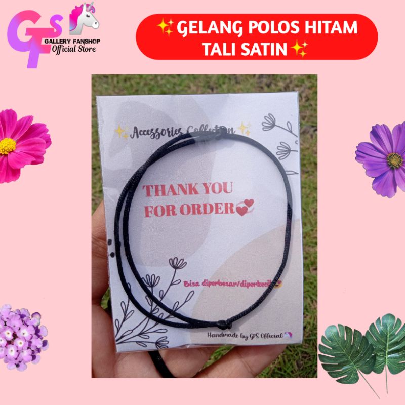 GELANG HITAM POLOS // GELANG TALI SATIN 1MM