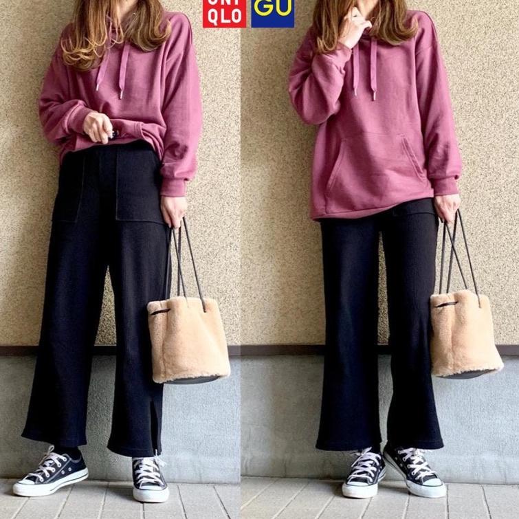 Termurah Uniqlo Ribbed Wide Pants with Slit