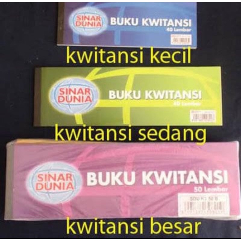 

KWITANSI SINAR DUNIA UKURAN SEDANG DAN BESAR / BUKU KWITANSI BESAR ISI 50 lembar / BUKU KWITANSI SEDANG ISI 40 lembar