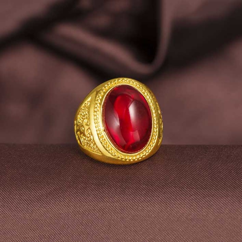 3 Warna Batu Permata Cincin Pria Kristal Titanium Emas Fashion Perhiasan Aksesoris Ruby Emerald