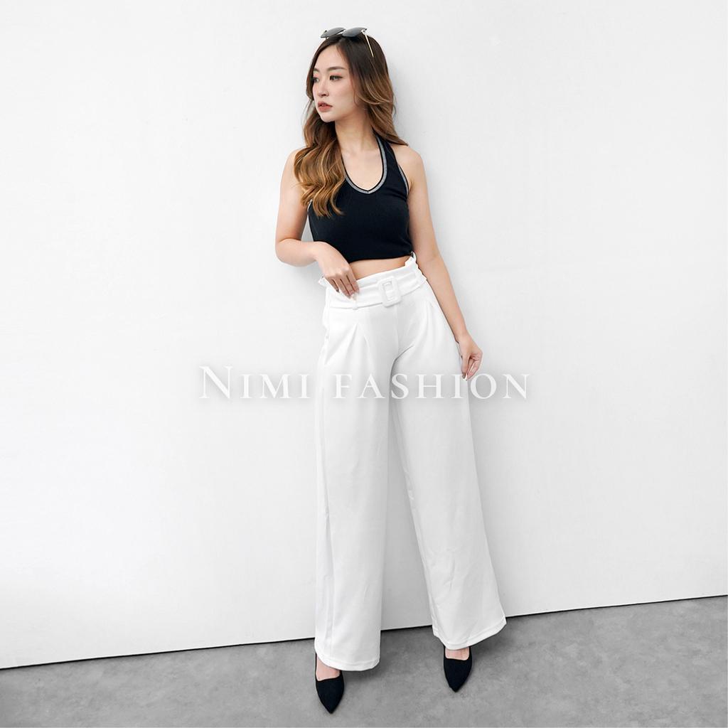 NIMI - Celana Premium Scuba Import | Celana Kulot High Waist Office Pants Import | Wide Leg Free belt