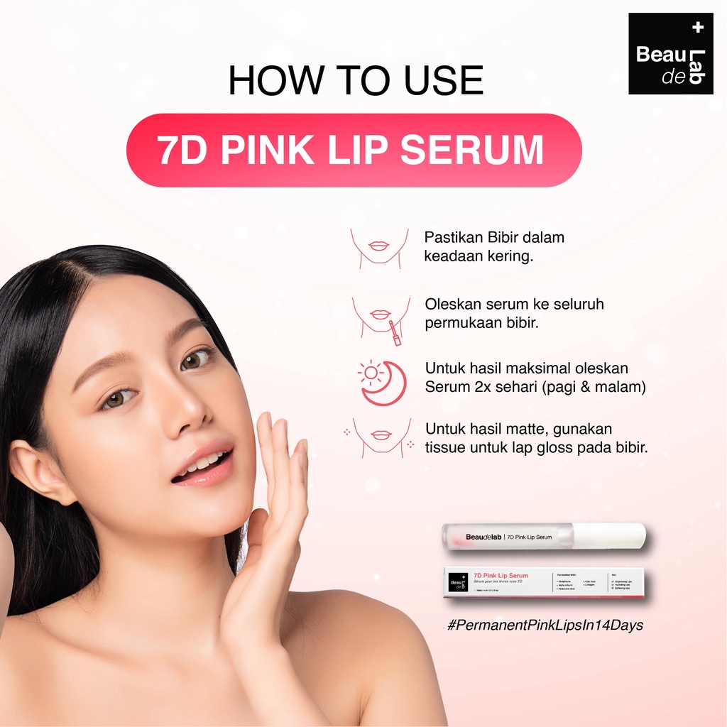 Beaudelab 7D Pink Lip Serum  I Lipgloss Bening Lip Balm I Serum Bibir Pink Alami-7