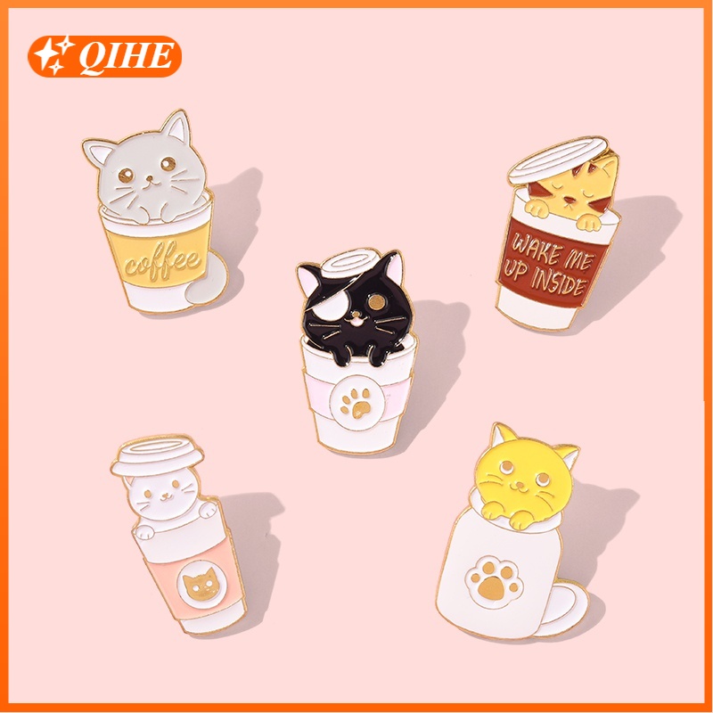 Pin Bros Lencana Enamel Bentuk Kartun Hewan Kucing Untuk Hadiah Teman