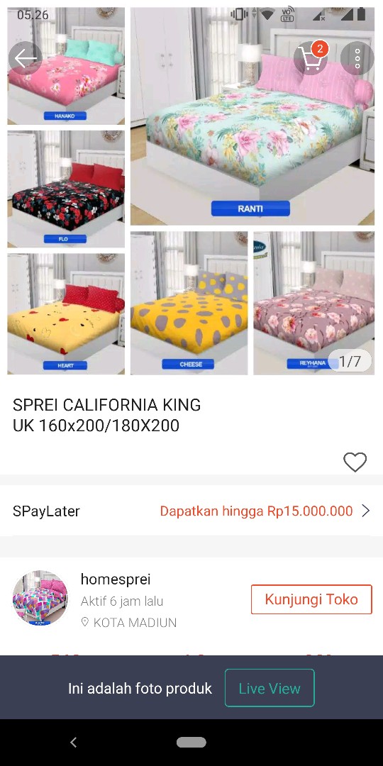 Hs Sprei 160x200/180x200 California Hanako,flo,ranti,heart,cheese,reyhana