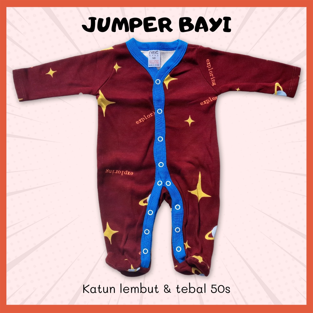 SLEEPSUIT BAJU TIDUR BAYI Cowok Cewek - Newborn s/d 12 Bulan Model Kaki Tertutup Lengan Panjang Kancing Tengah