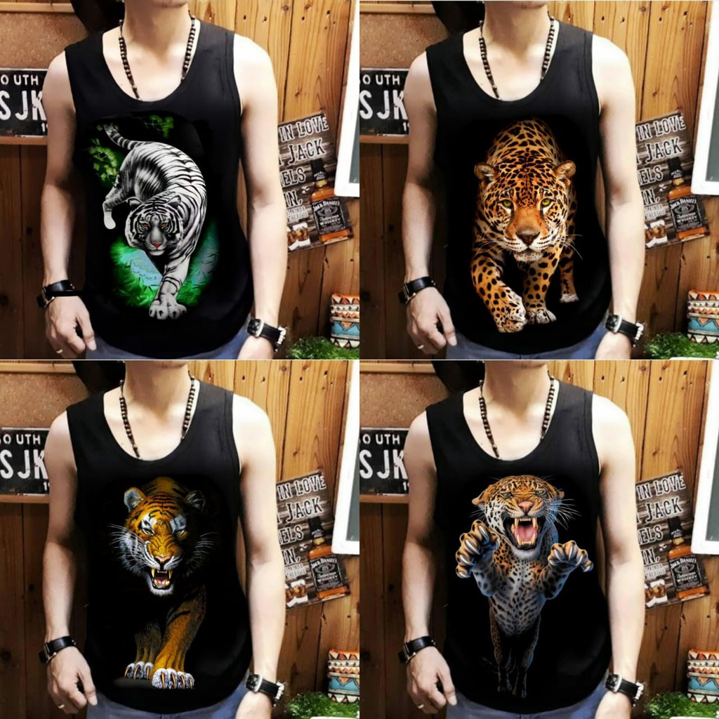 Singlet lekton pria motif macan