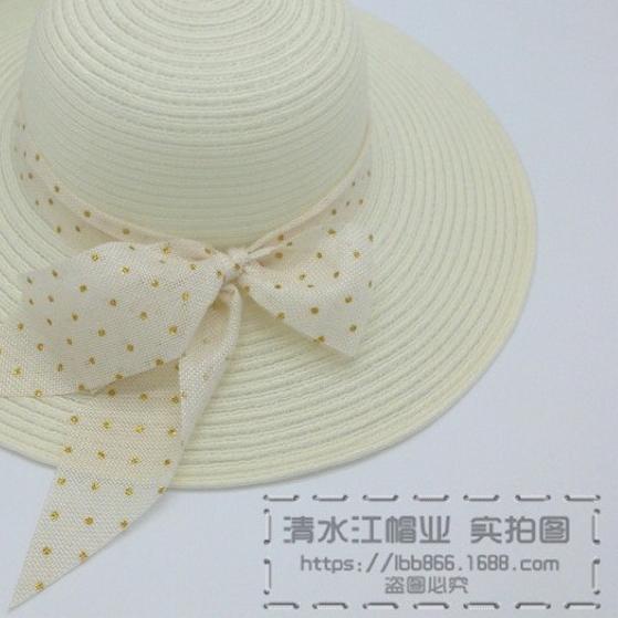 MAY STAR Topi Pantai Rajut Pita Bintik Emas T2