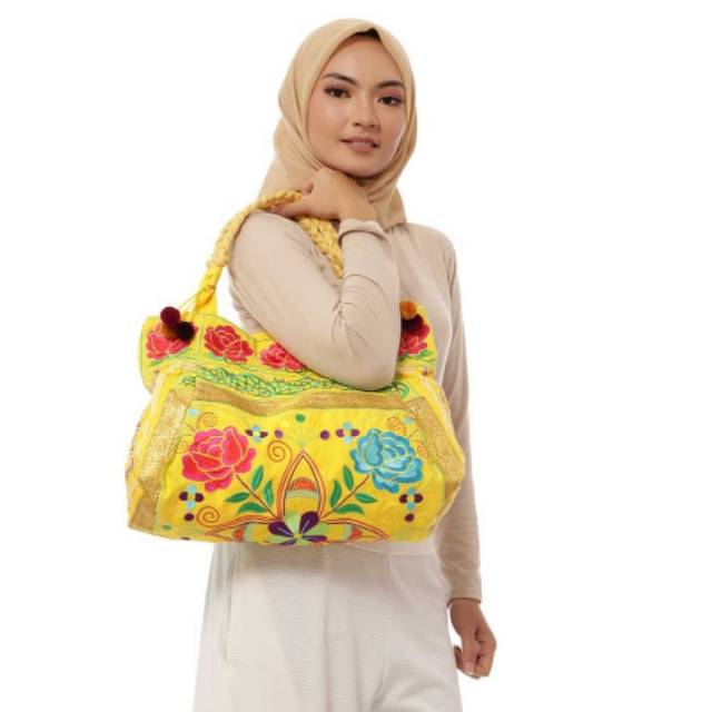 TAS BORDIR MALANG Bahan Drill Bordir Halus 2 saku dalam