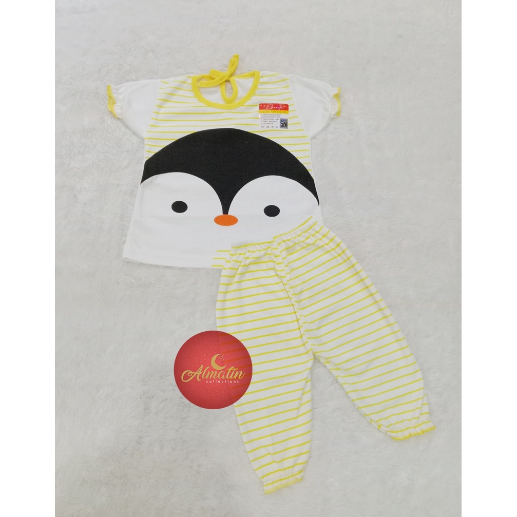 Setelan Anak Unisex / Set Baju Pendek / Baju Bayi tangan pendek celana panjang / Baju Anak Motif Pinguin