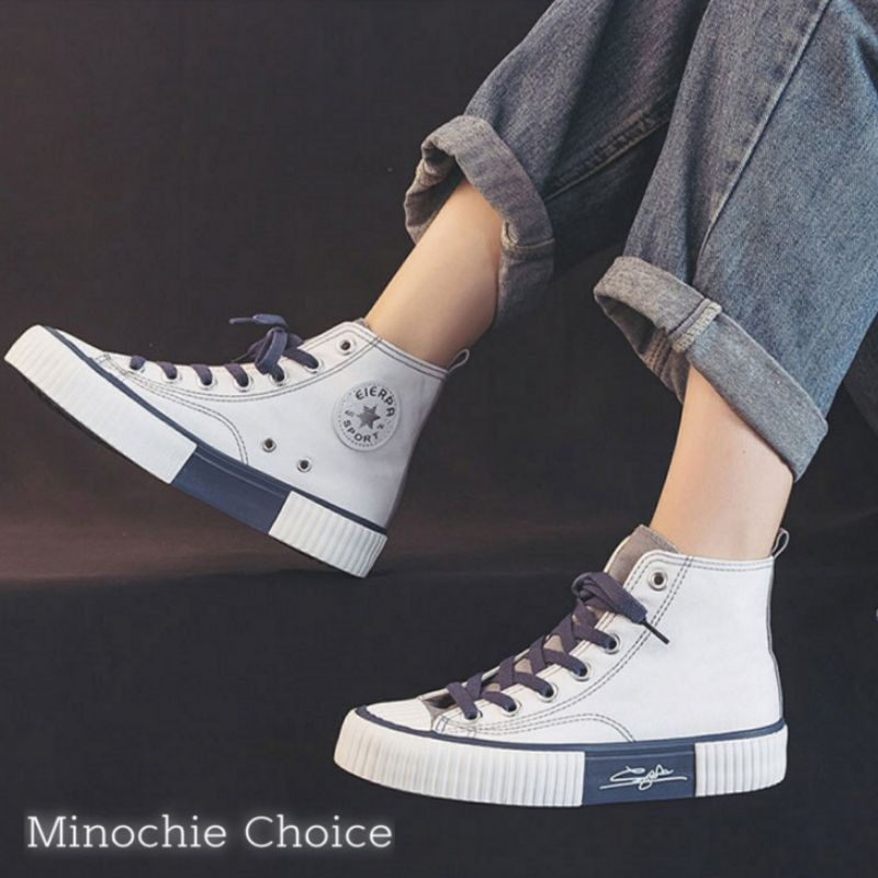 Sepatu Sneakers Wanita High Top Boots Kanvas Korean Sport BK-01-5