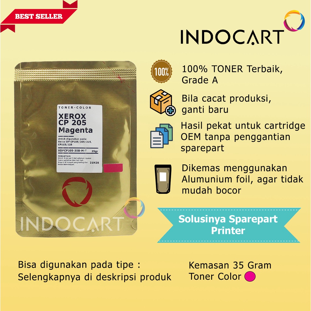 Serbuk Toner Warna Jepang-Xerox DocuPrint CP205 CP215 CM205-CMY-35gr
