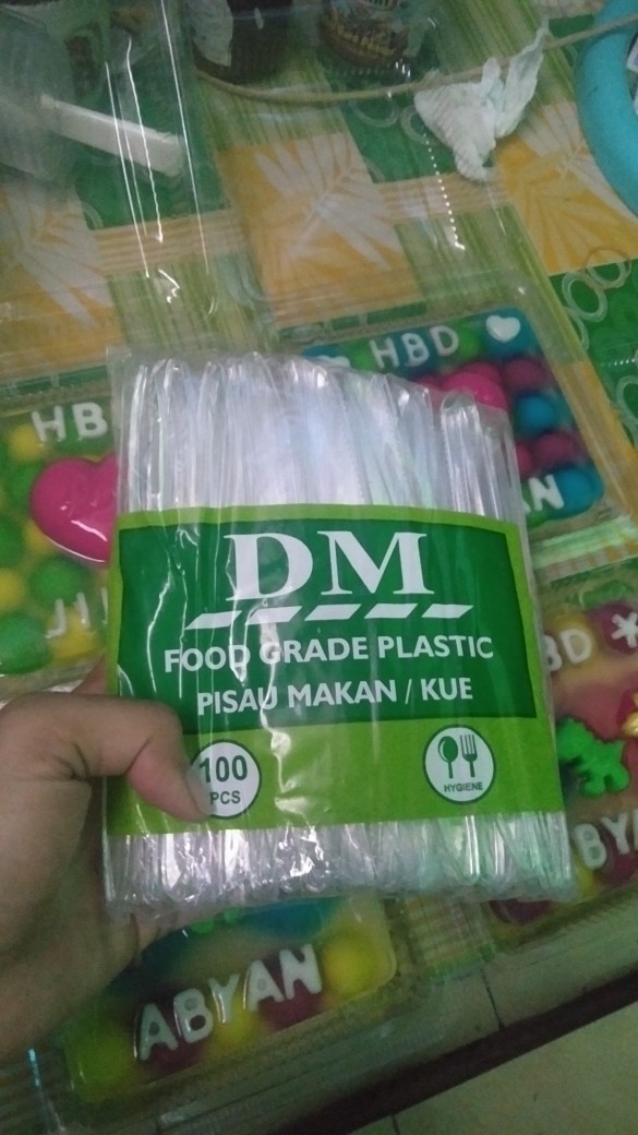 Dapurmami 100 Pcs Pisau Brownies Plastik Bening Kue Roti Cake Transparan Knife