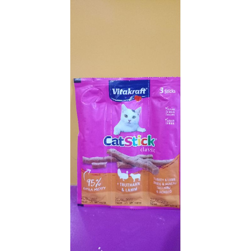 VITAKRAFT CAT STICK Turkey &amp; Lamb isi 3 Snack camilan kucing