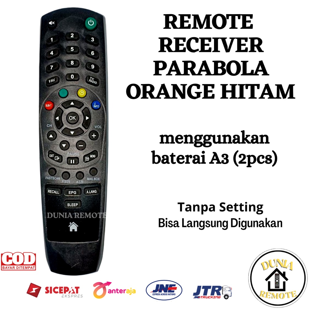 Remot Remote RECEIVER PARABOLA ORANGE hitam TV AD652